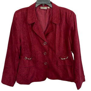 NWT Studio Works Dark Red Faux Suede Blazer in Size 18‎